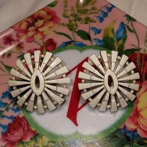 Vintage Trifari Signed Starburst Art Deco Clip-on Earrings